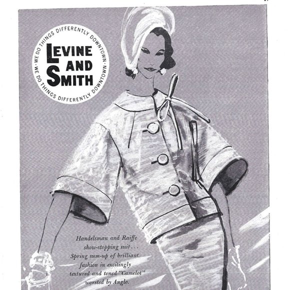 Levine and Smith Rafi Anglo Fabrics Fashion NYC 1960s Vintage Print Ad 9 inch - Picture 2 of 2